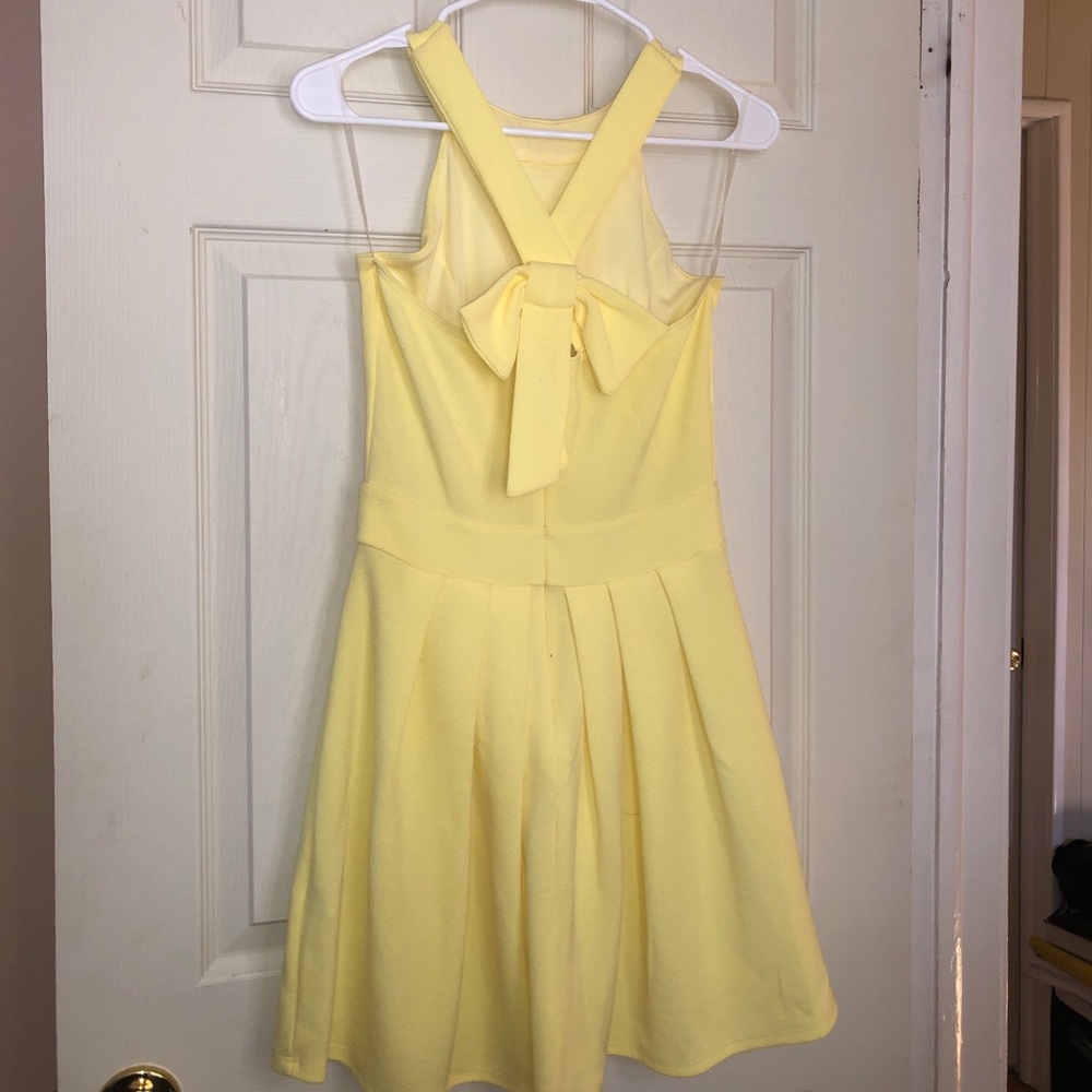 Just Me Yellow A-Line Dress With bow in back